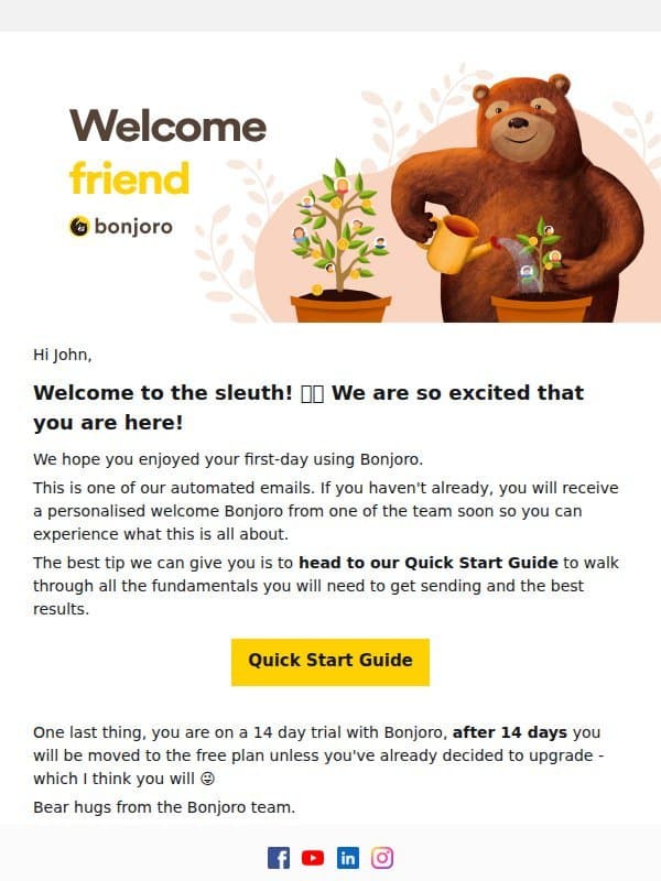 Welcome! Let's get you set-up email from Bonjoro