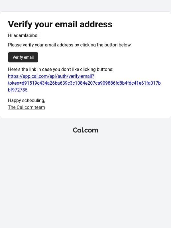 Cal.com: Verify your account email from Cal.com