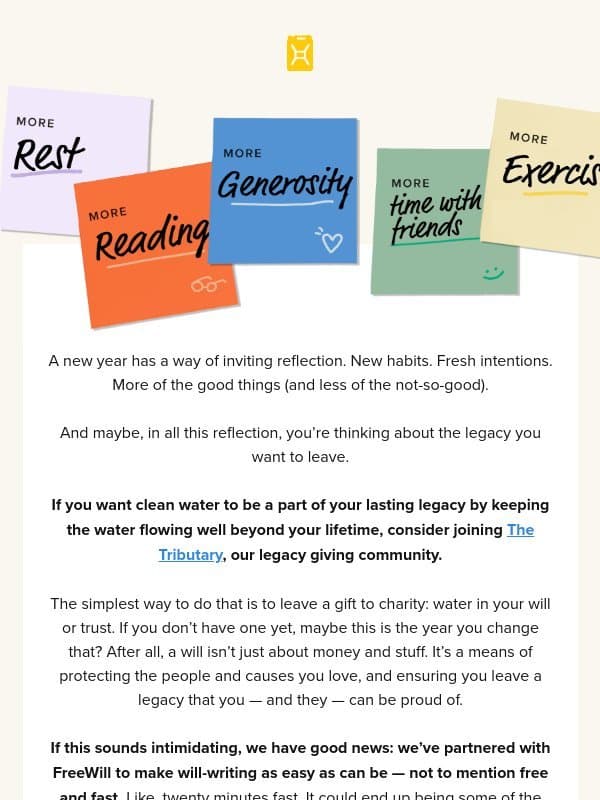 Will this be the year? email from Charity: Water