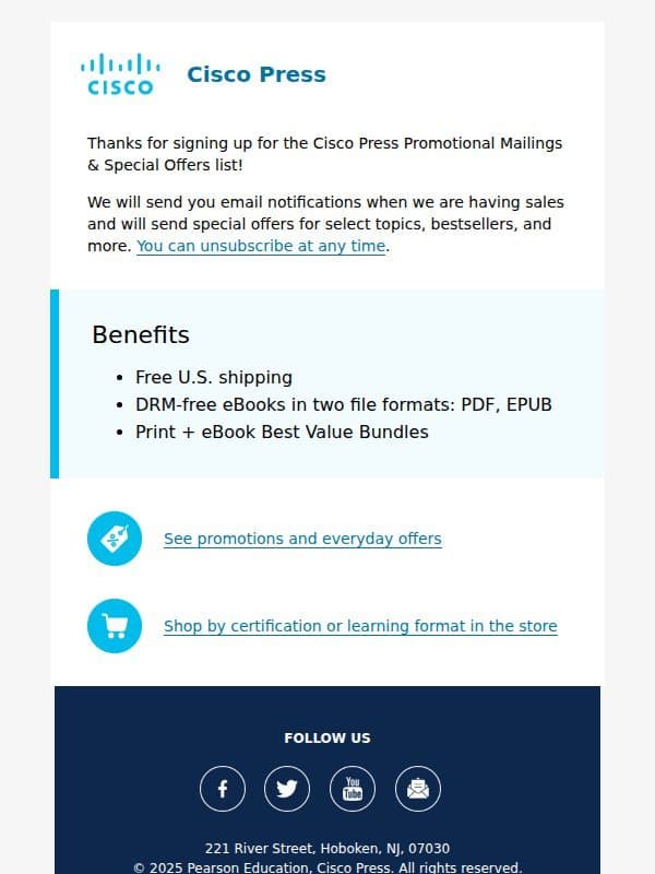 Welcome to Cisco Press email from Cisco Umbrella