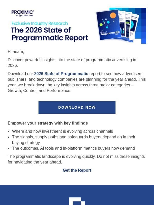It’s Here: 2026 State of Programmatic Report email from Comscore