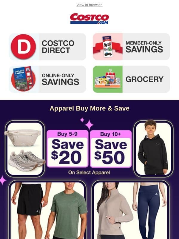A New Standard For Your Sleep email from Costco