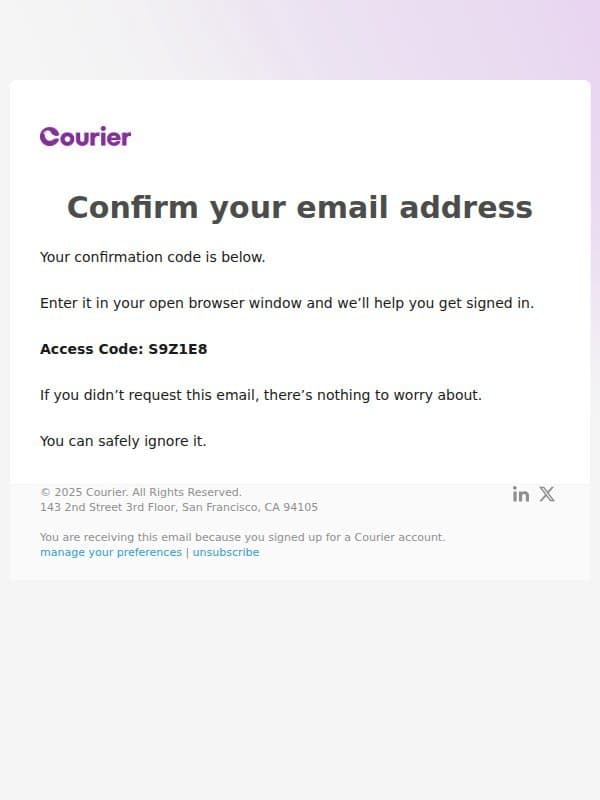 Verify your email email from Courier