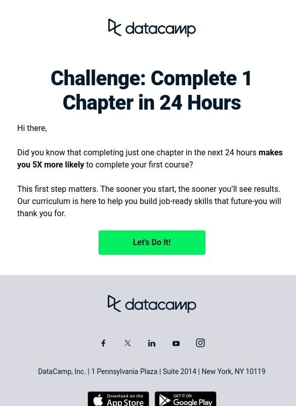 24 Hours. One Chapter. Big Impact. email from DataCamp
