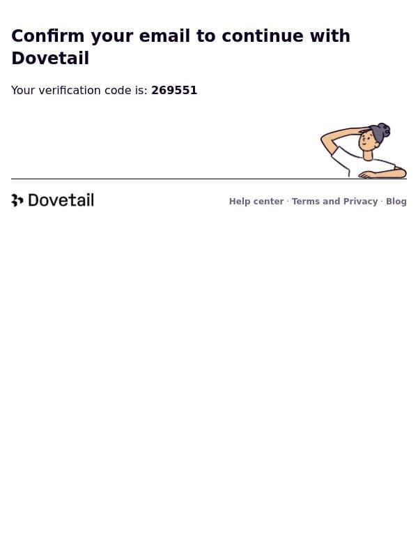 Confirm your email on Dovetail email from Dovetail