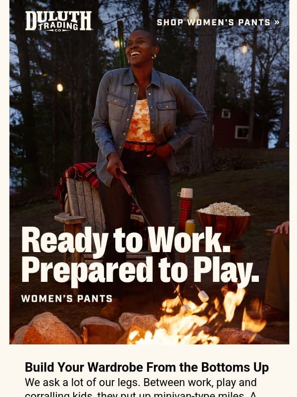 Your All-Purpose Pants Are Here email from Duluth Trading Company