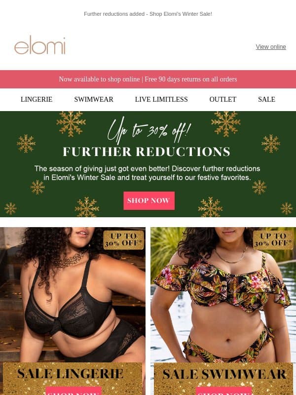 Further Reductions | Up to 30% off email from Elomi