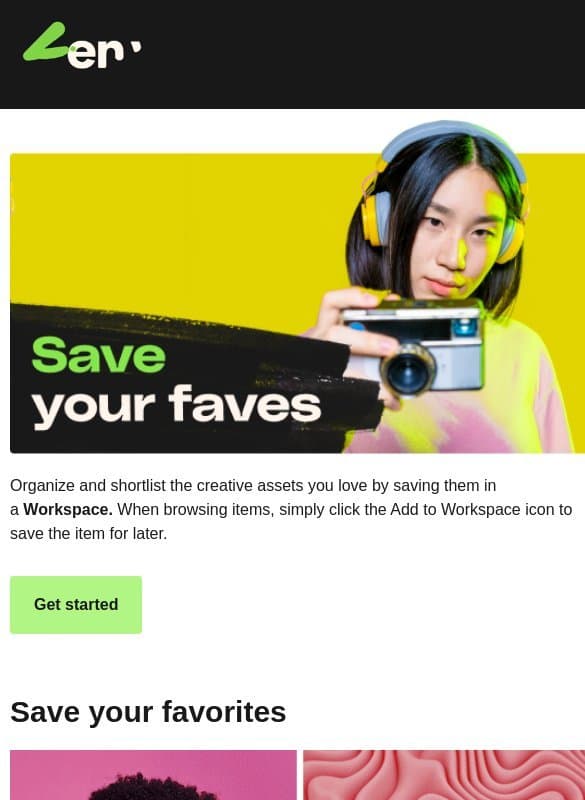 Spotted something great? Save it in Workspaces. email from Envato