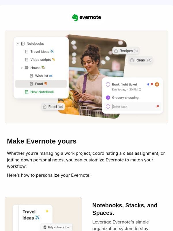 Make Evernote yours email from Evernote