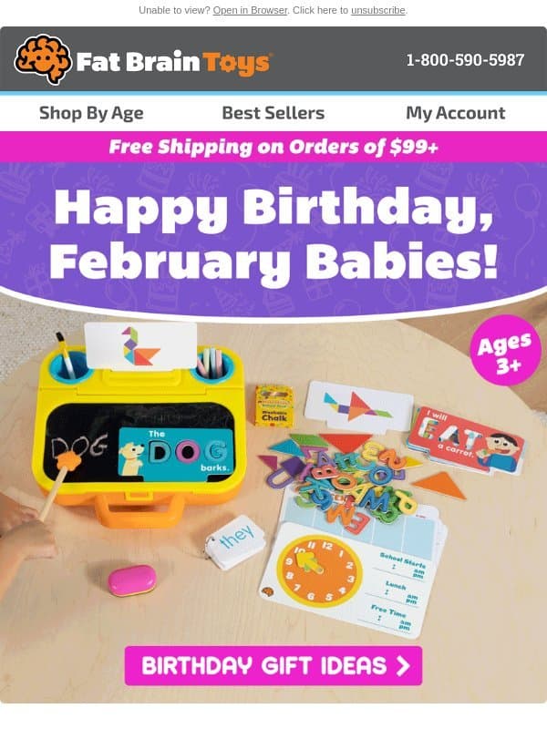 The Hottest Gifts for Winter Birthdays! email from Fat Brain Toys