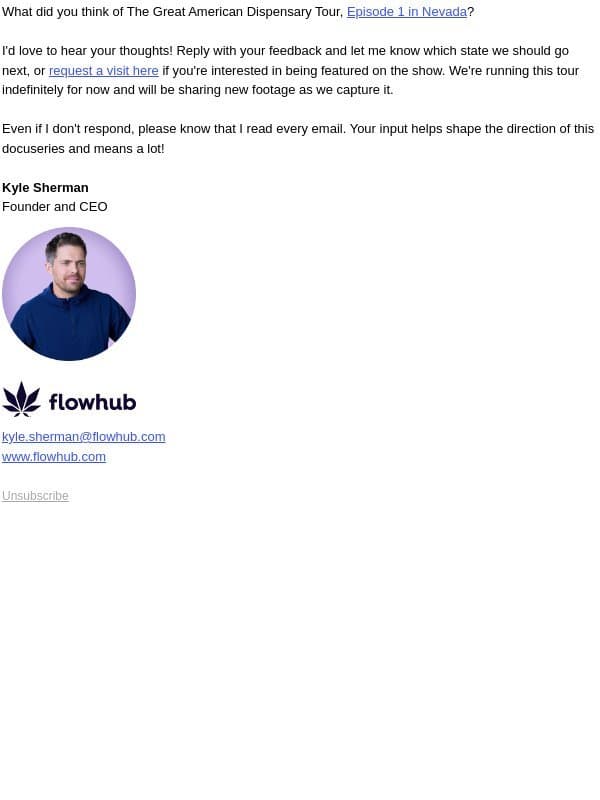 What do you think? email from Flowhub