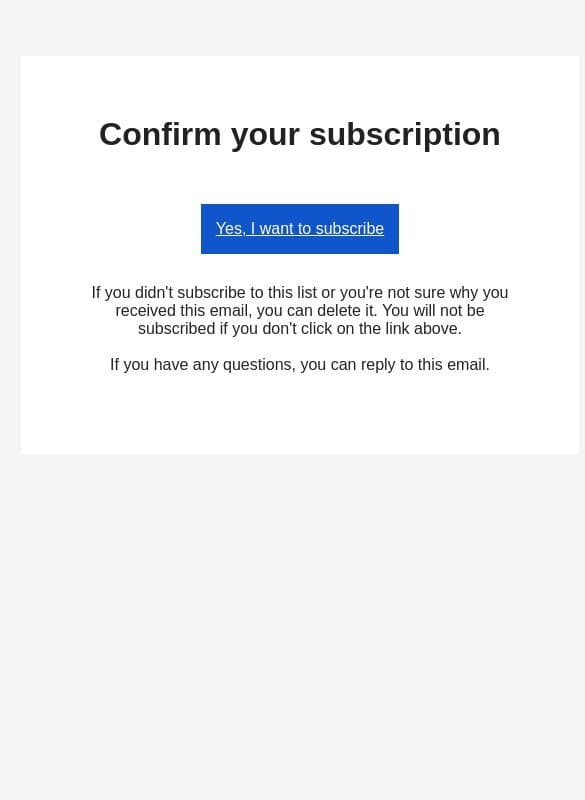 Confirm Your Subscription email from Forager Project