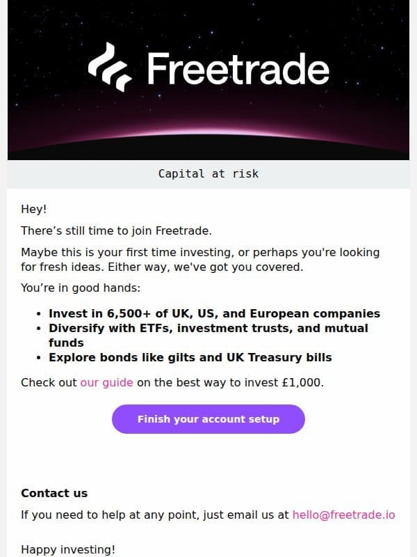 How would you invest Β£1,000? π‘ email from Freetrade