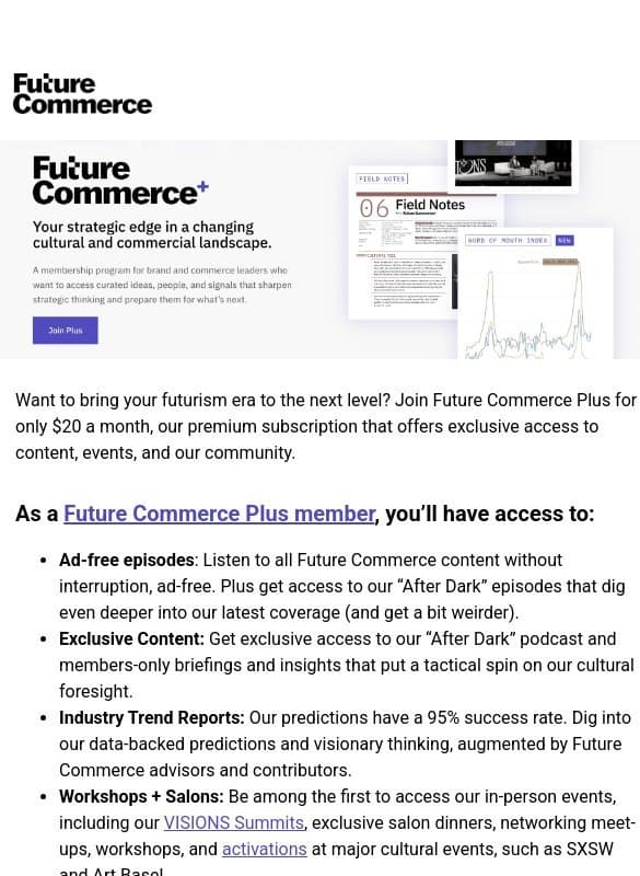 Join our inner circle email from Future Commerce
