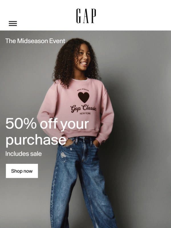 Your treat: these must-haves are *50% off* email from Gap