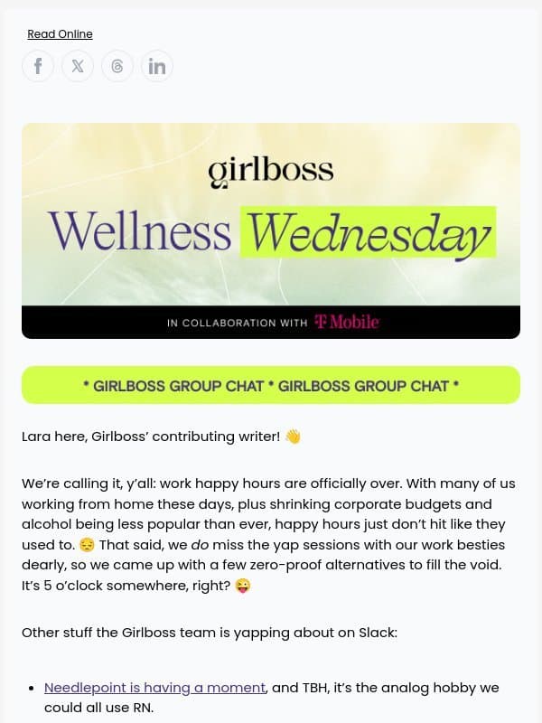 🍸 What happened to happy hour? email from Girlboss