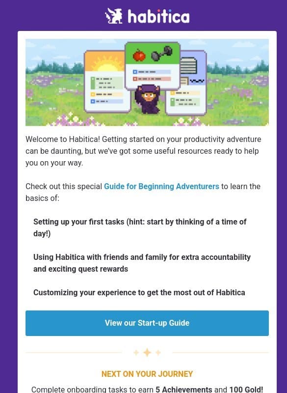 Productivity tips for Habitica email from Habitica