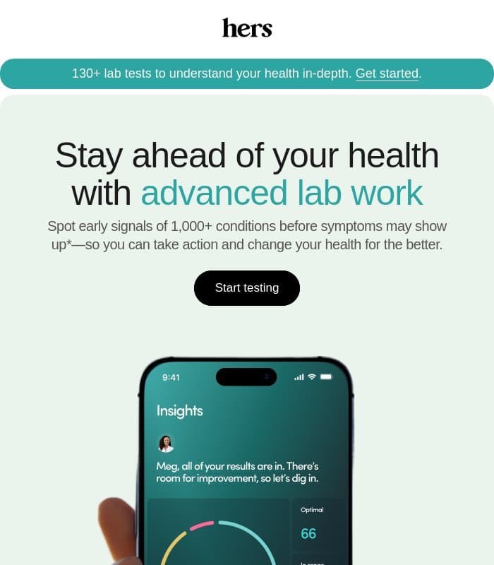 Catch potential health risks early email from Hers