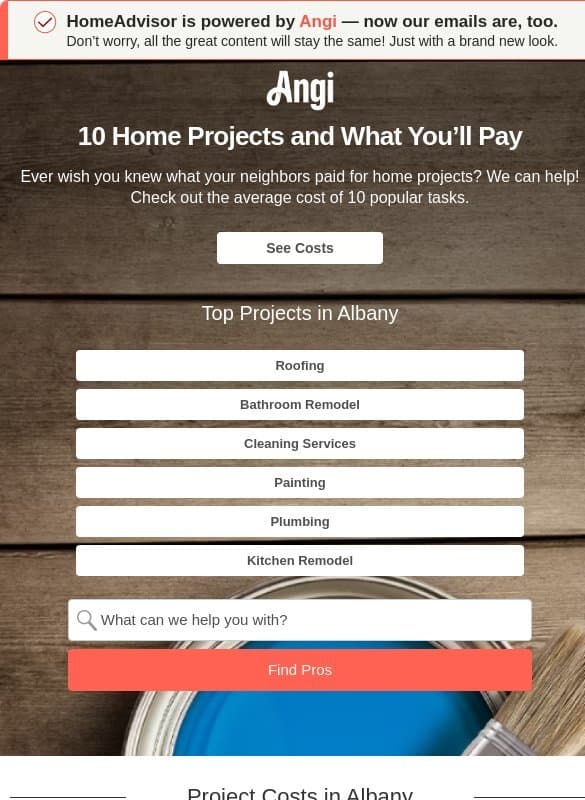10 home project costs (see what your neighbors paid) email from HomeAdvisor