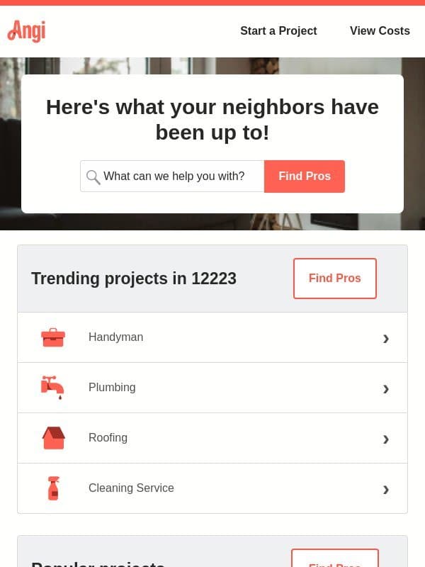 Your Albany neighbors are loving these projects... email from HomeAdvisor