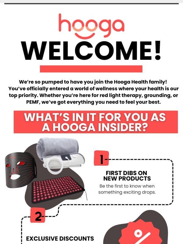 Welcome to the Hooga Family! 🎉 Let’s Boost Your Wellness Together! email from Hooga Health