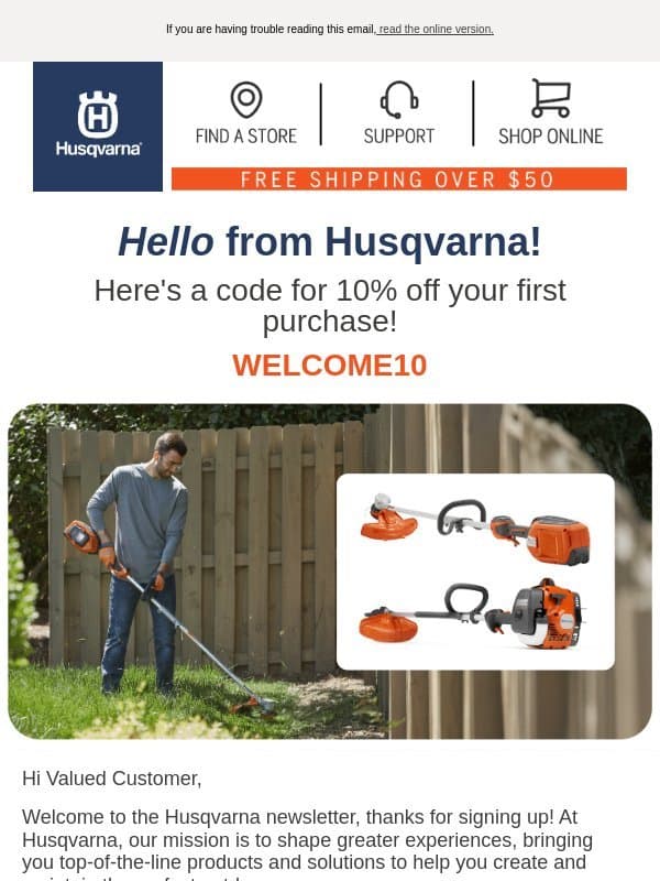 Welcome to the Husqvarna newsletter 👋 email from Husqvarna Group