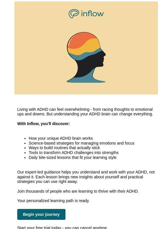 Best toolkit for thriving with ADHD email from Inflow