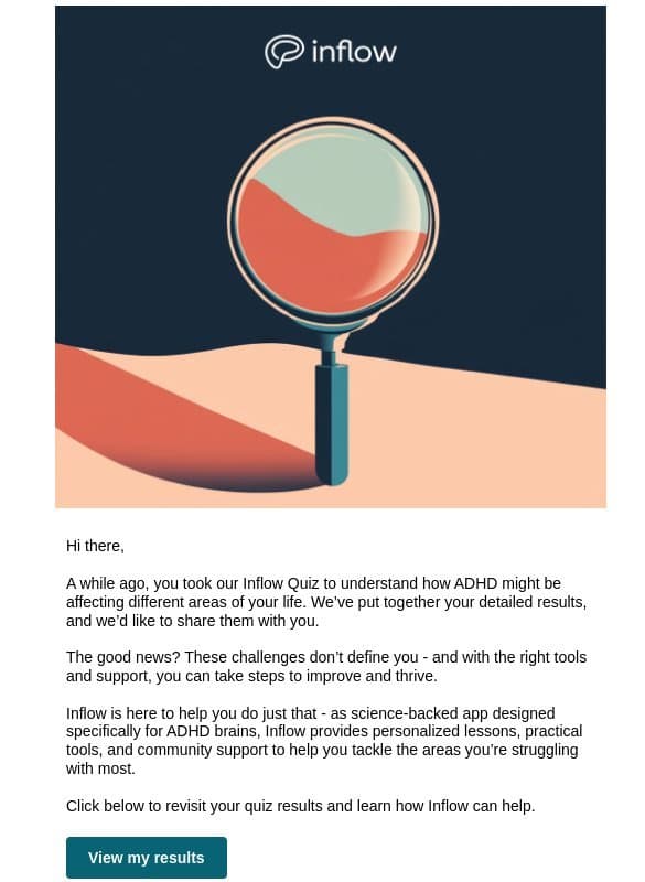 Your Inflow Quiz Results are ready! email from Inflow