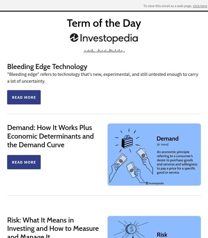 Term of the Day: Bleeding Edge Technology email from Investopedia