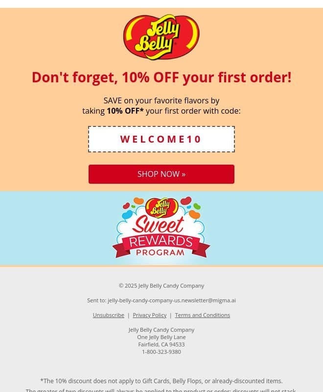 Don't Miss Out: Savings on Your Favorite Tastes Await! email from Jelly Belly Candy Company