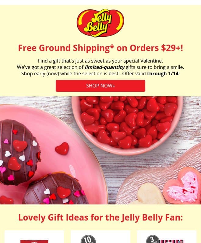 Last Chance for Savings: Free Shipping ends TONIGHT! email from Jelly Belly Candy Company