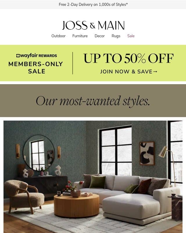 Sectionals for your want list email from Joss & Main