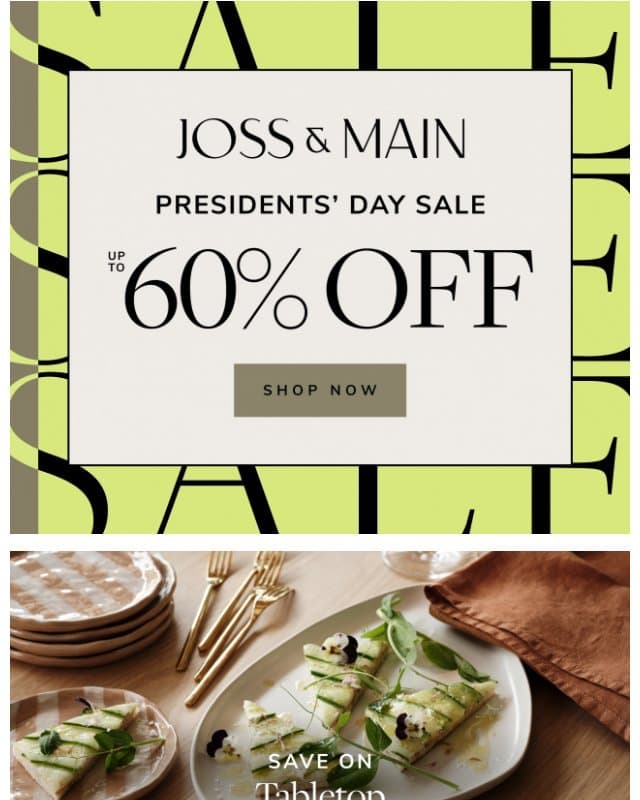 Tabletop ◊ Up to 60% off team favorites email from Joss & Main