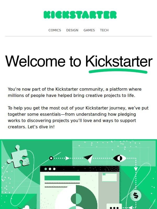 Start your journey as a backer! email from Kickstarter