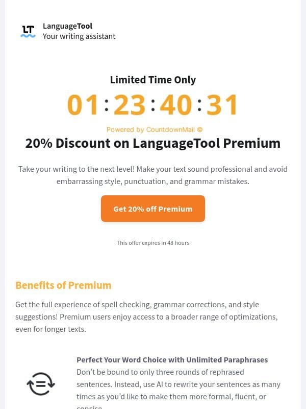 LanguageTool - Special offer email from LanguageTool