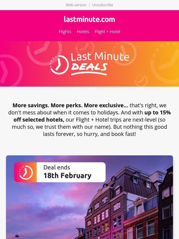 Holiday from £104? THAT'S a Last Minute deal email from Lastminute.com