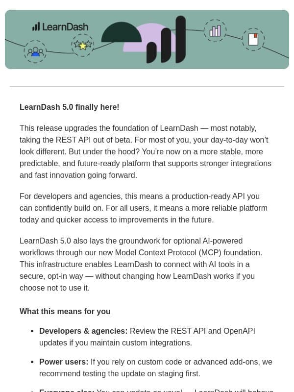 🚨 LearnDash 5.0 is live! email from LearnDash