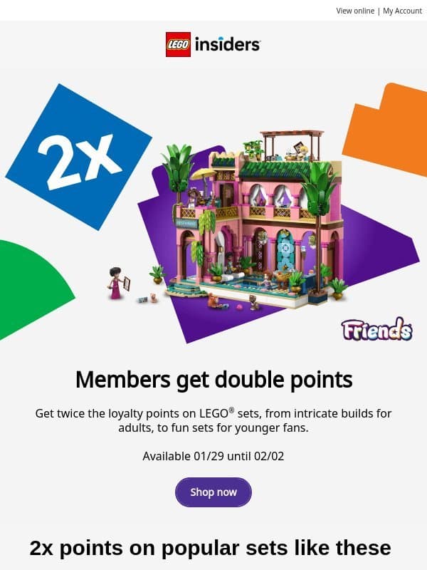 Double points alert, Adam! email from LEGO®