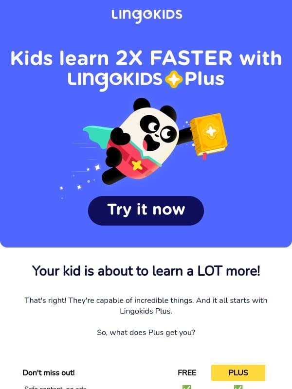 Want your kid to learn 2x more? π email from Lingokids