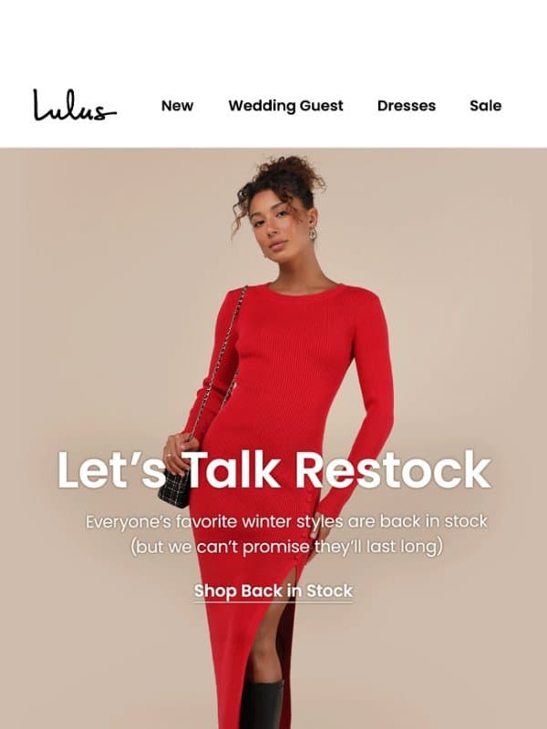 โ ๏ธ RESTOCK ALERT โ ๏ธ email from Lulus