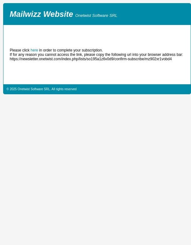 Please confirm your subscription email from MailWizz