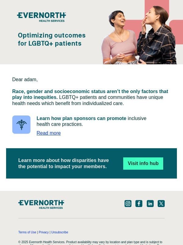 Recognizing unique health needs of LGBTQ+ patients email from MDLIVE