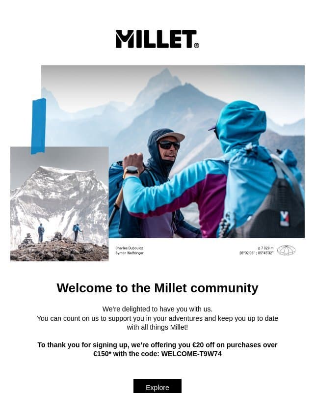 Welcome to the Millet community email from Millet