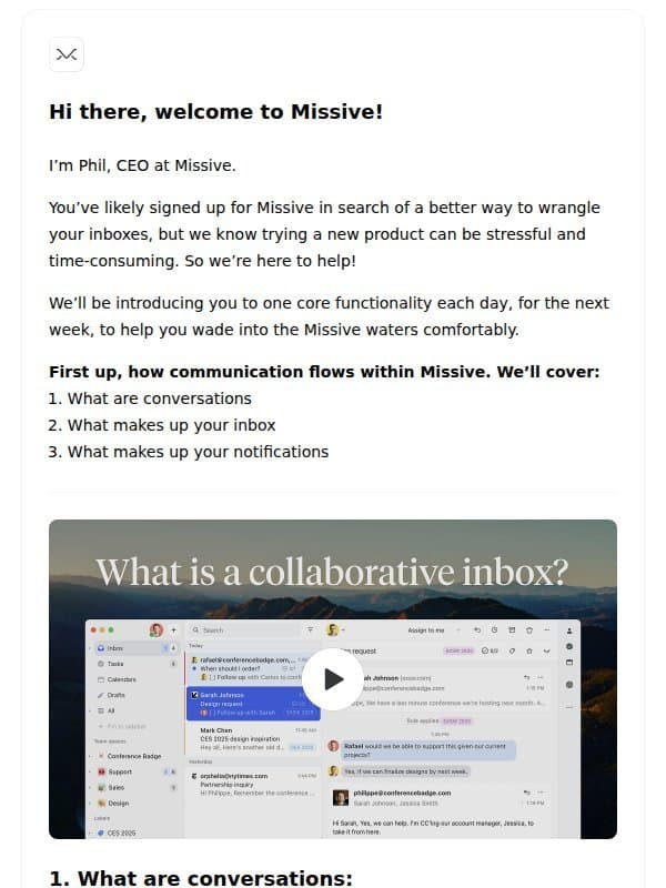 Welcome to Missive email from Missive
