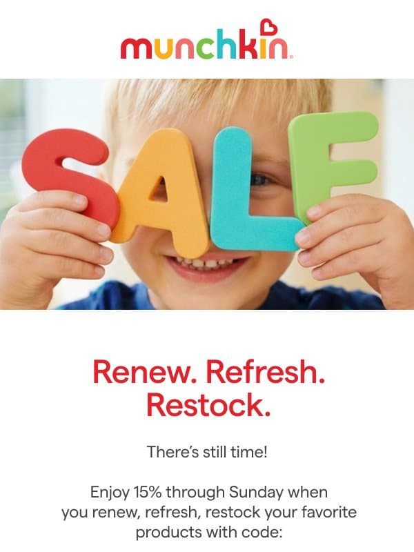 This Weekend Only: 15% Off 2026 Must-Haves email from Munchkin