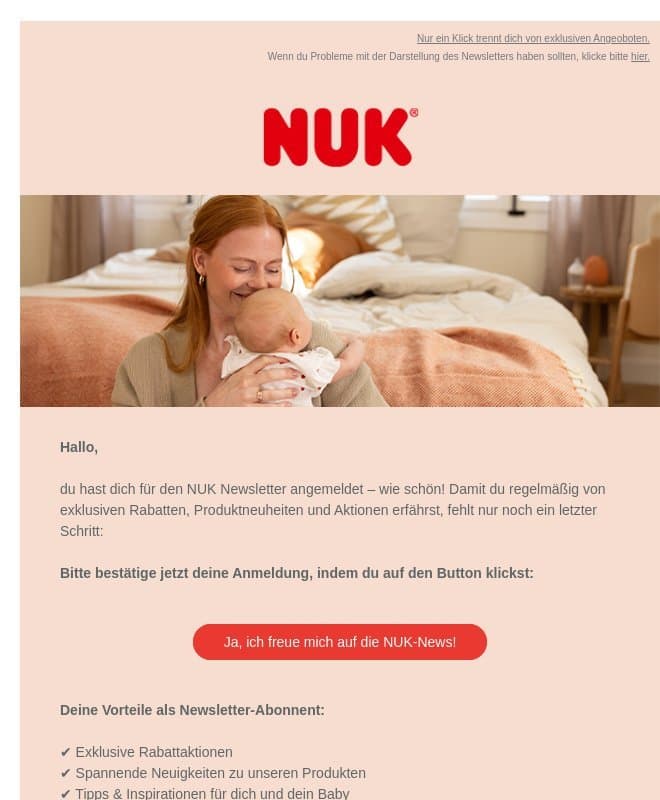 Fast geschafft – jetzt deine Anmeldung bestätigen! email from Nuk