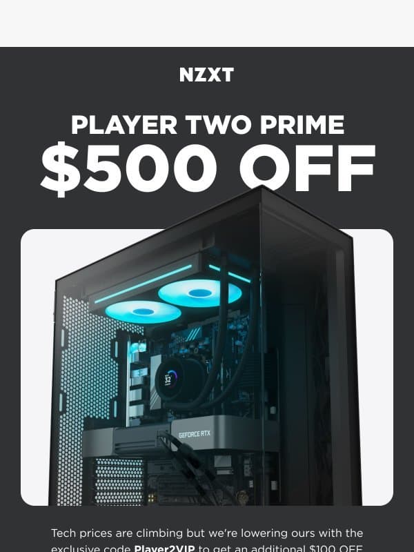 Player Two Prime Exclusive Code email from NZXT