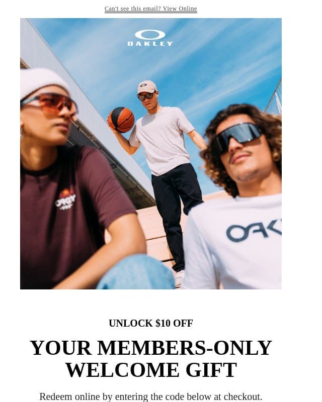 Welcome To The Team, MVP email from Oakley