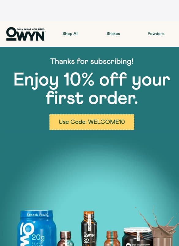 Open for your welcome offer ⏰ email from OWYN