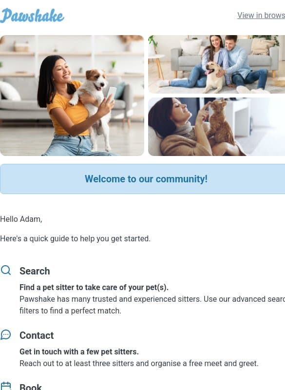 Welcome to the Pawshake community email from Pawshake